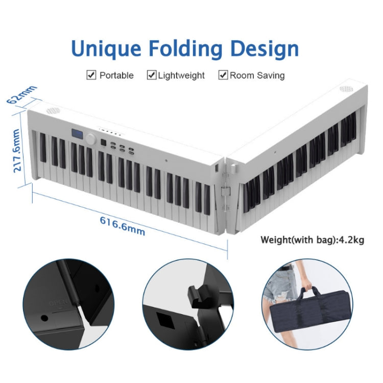 88-Key Portable Smart Folding Electric Piano, EU Plug(PJ88CD Black With Light) - Keyboard Instruments by buy2fix | Online Shopping UK | buy2fix