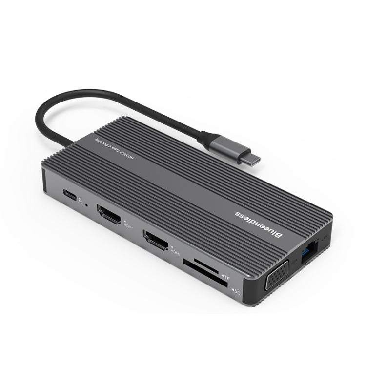 Blueendless Type-C+USB 3.0/2.0+VGA+3.5mm Audio Interface HUB(12 in 1) - USB HUB by Blueendless | Online Shopping UK | buy2fix