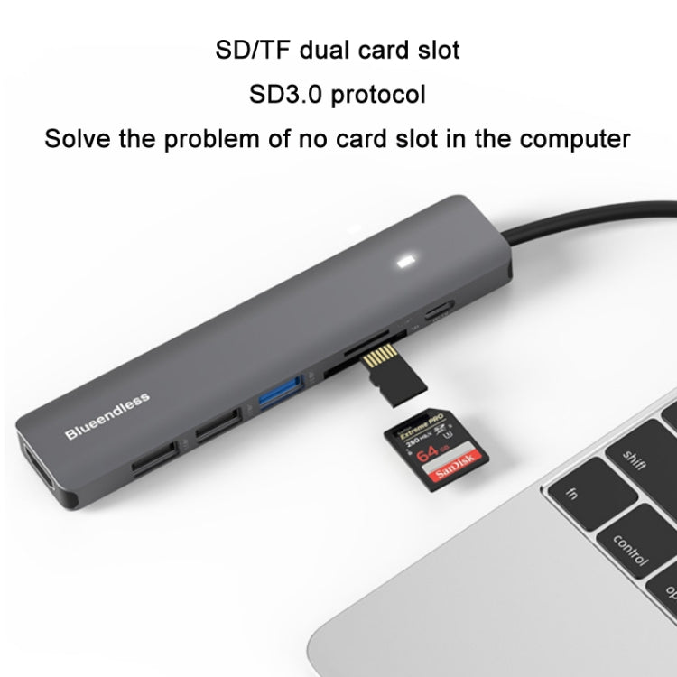 Blueendless Type-C+USB 3.0/2.0+HDMI4K HUB, Specification: 5 in 1 - Computer & Networking by Blueendless | Online Shopping UK | buy2fix