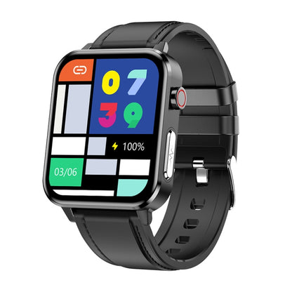 LOANIY E86 1.7 Inch Heart Rate Monitoring Smart Bluetooth Watch, Color: Black Leather - Smart Wear by LOANIY | Online Shopping UK | buy2fix