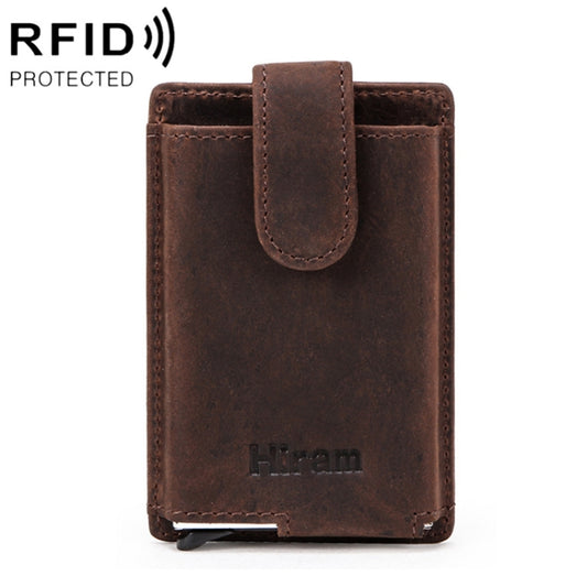 H-iram RFID Anti-theft Automatic Business Card Case Aluminum Alloy Coin Purse(Coffee) - Antimagnetic RFID Package by H-iram | Online Shopping UK | buy2fix