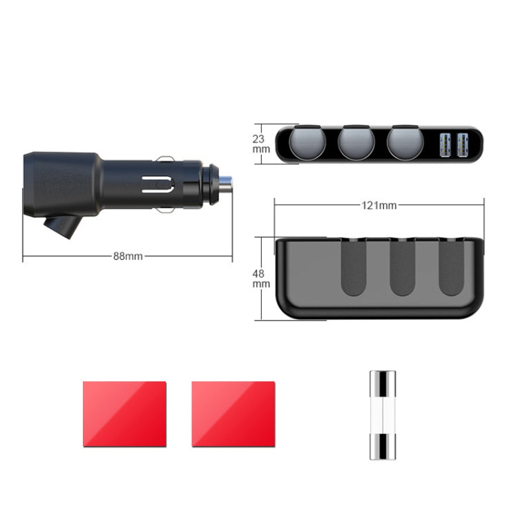 SHUNWEI Car Cigarette Lighter Charger 12/24V USB Converts Socket, Style: 3 Holes 2 USB Voltage - In Car by SHUNWEI | Online Shopping UK | buy2fix