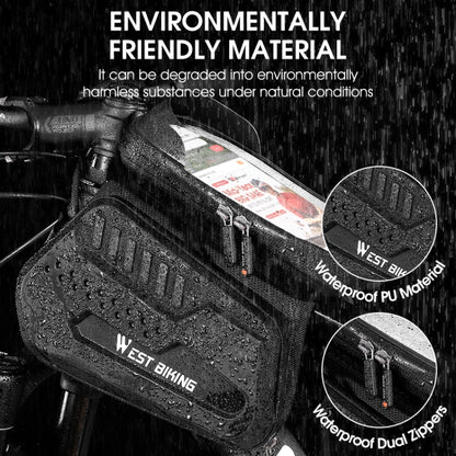 WEST BIKING Bicycle TPU Hard Shell Front Beam Bilateral Mobile Phone Bag(Black) - Bicycle Bags by WEST BIKING | Online Shopping UK | buy2fix