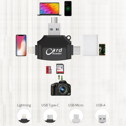 USB 2.0+8Pin +Type-C+Micro USB  4 In 1 Card Reader Supports Reading SD&TF Car(White) -  by null | Online Shopping UK | buy2fix