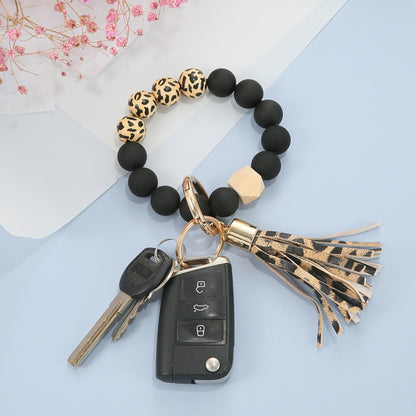 2 PCS Wooden Bead Frosted Bracelet Key Chain Pendant(Snake Pattern) - In Car by null | Online Shopping UK | buy2fix