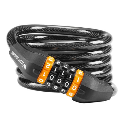 WEST BIKING Bicycle Anti-Theft Cable Combination Lock, Length: 2M With Buckle Rope - Bicycle Locks & Bicycle Pumps by WEST BIKING | Online Shopping UK | buy2fix