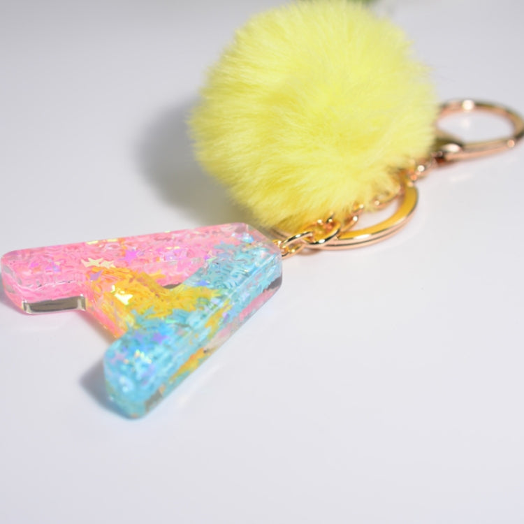 2 PCS Crystal Epoxy Rainbow Color Keychain Hair Ball Ladies Bag Pendant(D) - In Car by buy2fix | Online Shopping UK | buy2fix