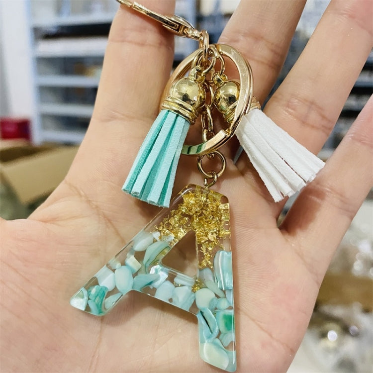 2 PCS Gold Foil English Letter Tassel Keychain Bag Decoration Pendant(L) - In Car by buy2fix | Online Shopping UK | buy2fix