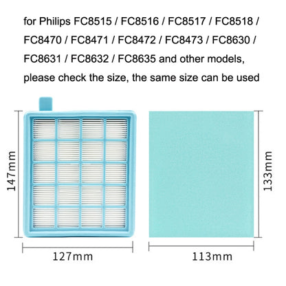 Filterx1+Filter Cottonx3+Air Filter Cottonx1 Vacuum Cleaner Accessories For Philips FC8471 / FC8630 / FC9322 - Consumer Electronics by buy2fix | Online Shopping UK | buy2fix