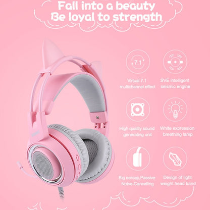 SOMIC G951PINK Head-mounted 7.1 Channel Anchor E-Sports Game Headset Wheat(Pink) - Multimedia Headset by buy2fix | Online Shopping UK | buy2fix