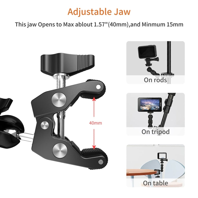 JMSUZ 124124 SLR Camera Rail Adjustable Clamp Crab Clamp+Magic Arm - Camera Accessories by JMSUZ | Online Shopping UK | buy2fix