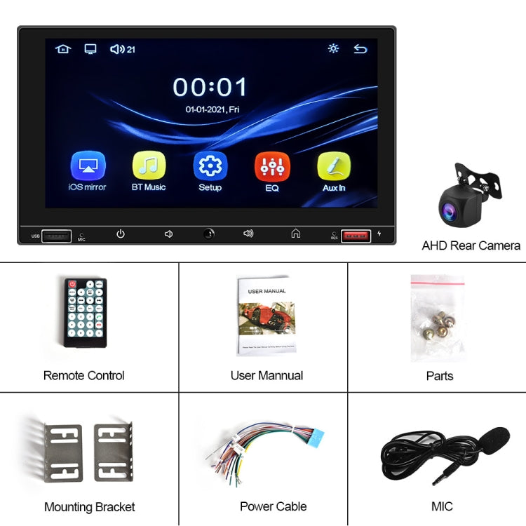 A2916 7 inch Dual-spindle Universal MP5 Car Carplay MP4 Player, Style: Standard+AHD Camera - In Car by buy2fix | Online Shopping UK | buy2fix