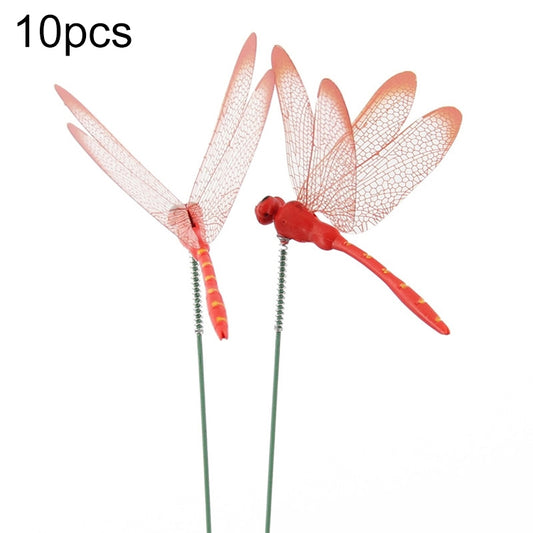 10pcs Simulation Plug Rod Magnetic Dragonfly Home Wall Garden Decoration(Red) - Yard & Garden Decor by buy2fix | Online Shopping UK | buy2fix