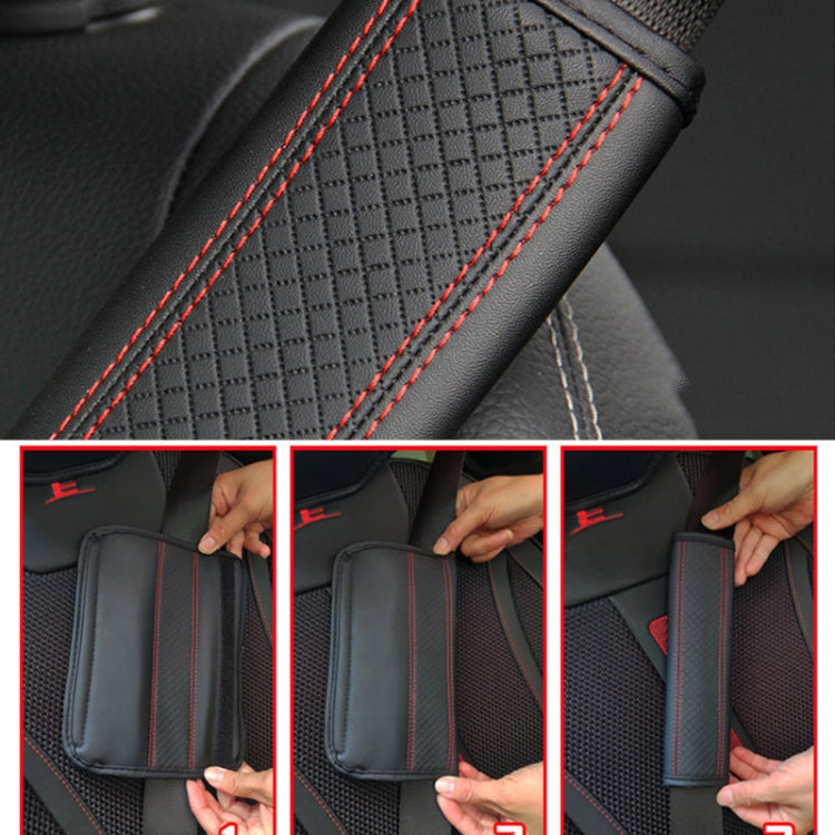 Fiber Leather Embossed Car Seat Belt Shoulder Cover Protector 6.5X23cm(Black) - In Car by buy2fix | Online Shopping UK | buy2fix