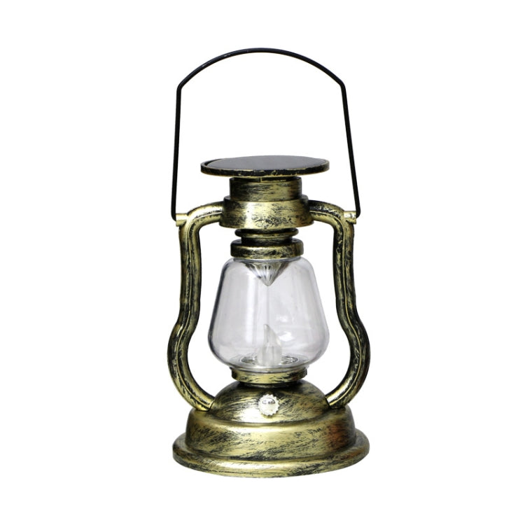 200802 Retro Solar Kerosene Lamp Shape Handheld Lamp Home Decor Flame Lamp(Gold) - With Solar Panel by buy2fix | Online Shopping UK | buy2fix