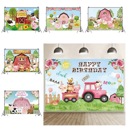 1.5m x 1m Cartoon Farm Animals Photography Backdrop Birthday Party Background Decoration(MDN14097) - Camera Accessories by buy2fix | Online Shopping UK | buy2fix