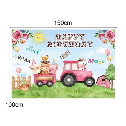 1.5m x 1m Cartoon Farm Animals Photography Backdrop Birthday Party Background Decoration(MDN12819) - Camera Accessories by buy2fix | Online Shopping UK | buy2fix