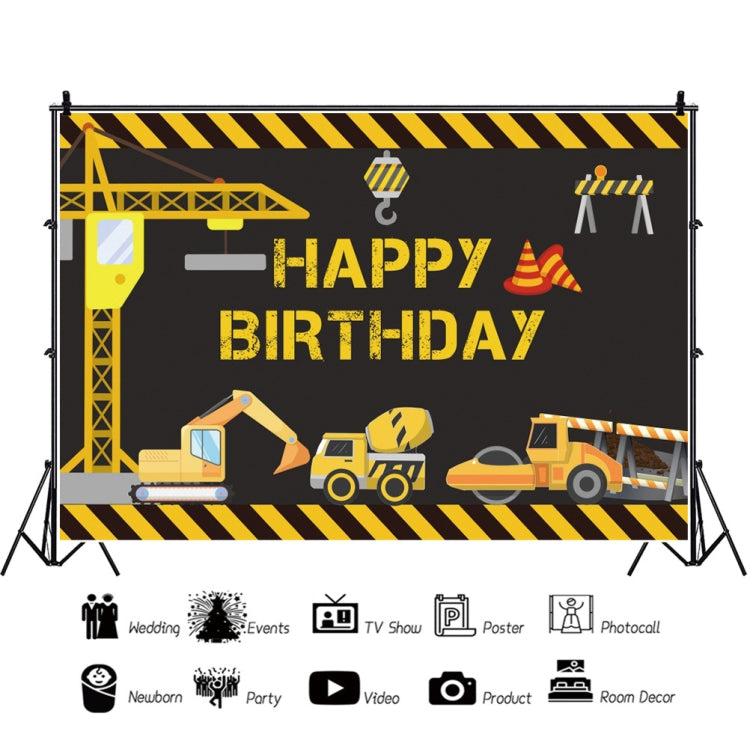 1.2m x 0.8m Construction Vehicle Series Happy Birthday Photography Background Cloth(12009897) - Camera Accessories by buy2fix | Online Shopping UK | buy2fix