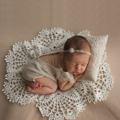 Hollow Lace Round Blanket + Pillow Suit Baby Photography Props(White) - Camera Accessories by buy2fix | Online Shopping UK | buy2fix