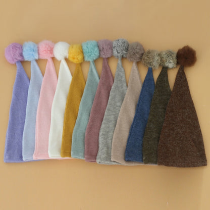 Newborn Photography Clothing Baby Photography Fur Ball Knitted Long Tail Hat(Grey) - Camera Accessories by buy2fix | Online Shopping UK | buy2fix