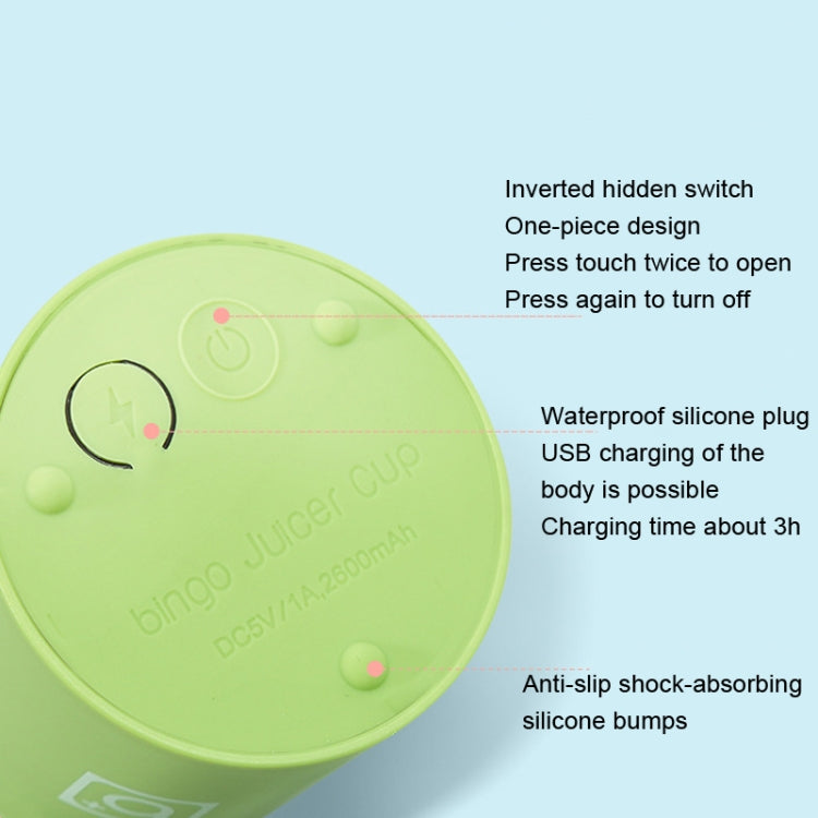 Bingo Mini Portable Juicer Home 6 Knife Head Charging Electric Juice Cup(Macaron Pink) - Electric juicers by Bingo | Online Shopping UK | buy2fix