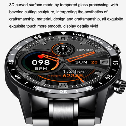 LIGE 0175 Bluetooth Step Perseverance Detection Smart Watch, Style: Steel Belt (Black) - Sport Watches by LIGE | Online Shopping UK | buy2fix