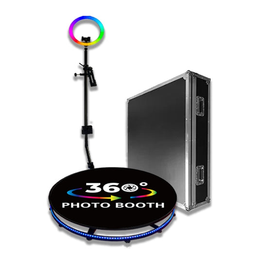 80cm RGB Fill Light Photo Booth Turning Led Camera Photo Spin Stand With Flight Case -  by buy2fix | Online Shopping UK | buy2fix