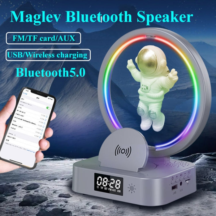 Y-558 Magnetic Levitation Astronaut TWS Bluetooth Speaker With RGB Light,Style: Golden Clock Model - Desktop Speaker by buy2fix | Online Shopping UK | buy2fix