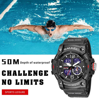 SMAEL 8007 Outdoor Sports Waterproof Dual Display Electronic Quartz Watch(Blue) - Sport Watches by SMAEL | Online Shopping UK | buy2fix