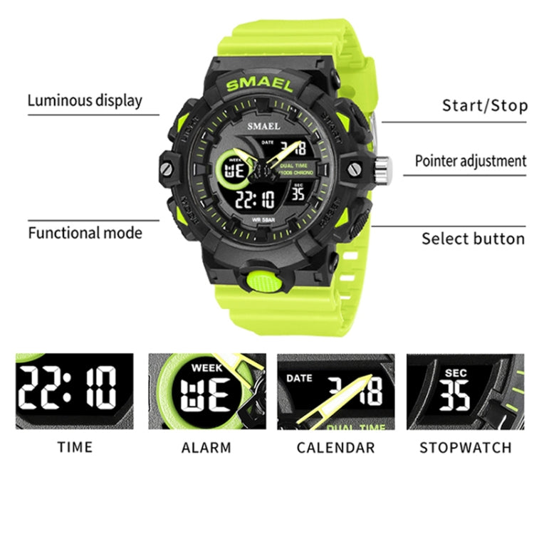 SMAEL 8081 Multifunctional Waterproof Luminous Numeric Digital Dual Display Outdoor Sports Watch(Red) - LED Digital Watches by SMAEL | Online Shopping UK | buy2fix