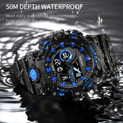 SMAEL 8081 Multifunctional Waterproof Luminous Numeric Digital Dual Display Outdoor Sports Watch(Black Gold) - LED Digital Watches by SMAEL | Online Shopping UK | buy2fix