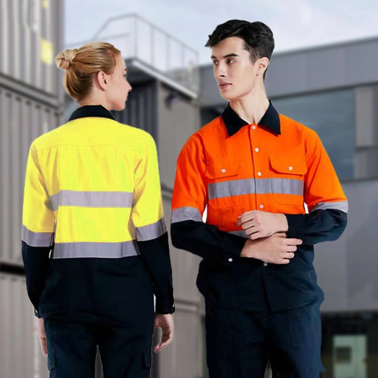 Pure Cotton Long-sleeved Reflective Clothes Overalls Work Clothes, Size: S(Orange Top) - Workplace Safety Supplies by buy2fix | Online Shopping UK | buy2fix