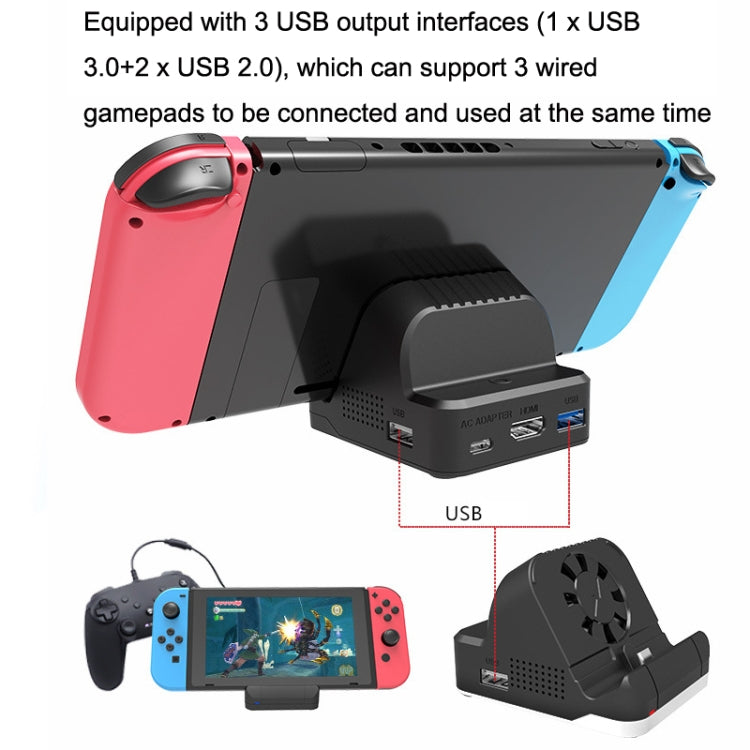 For Nintendo Switch / Switch OLED SW300 HDMI Video Casting Converter Cooling Fan Base Charger(Black) - Charger & Power by buy2fix | Online Shopping UK | buy2fix