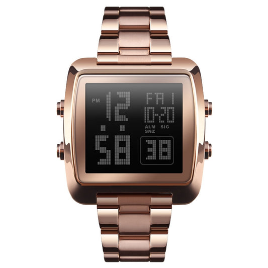 SKMEI 1369 Retro Waterproof Gold Watch Men Steel Belt Luminous Square Watch(Rose Gold) - Metal Strap Watches by SKMEI | Online Shopping UK | buy2fix
