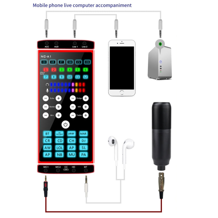 NC-A1 Bluetooth 5.0 Sound Card 12 Kinds Of Sound Effects Support Real-Time Monitoring - Live Sound Effects Processors by buy2fix | Online Shopping UK | buy2fix