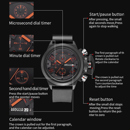 BAOGELA 1606 Student Big Dial Sports Waterproof Men Watch Luminous Green - Sport Watches by BAOGELA | Online Shopping UK | buy2fix