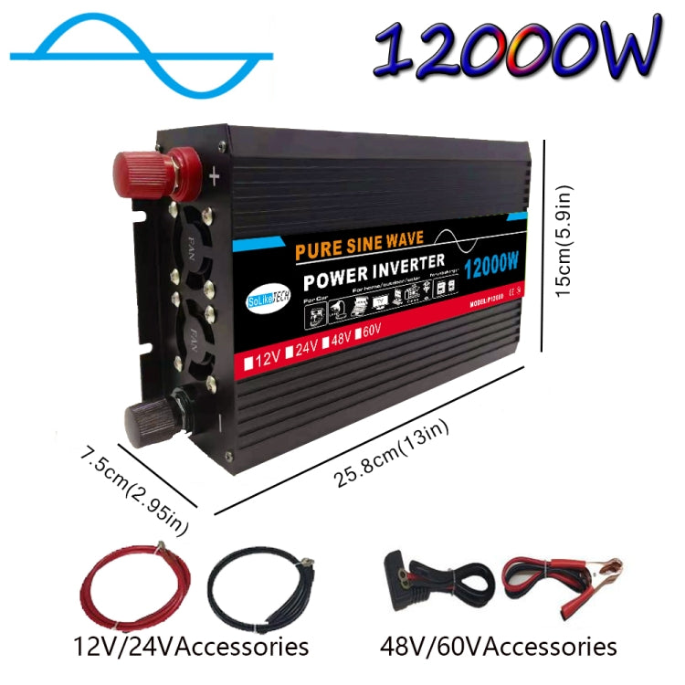 12000W 60V to 220V High Power Car Pure Sine Wave Inverter Power Converter - Pure Sine Wave by buy2fix | Online Shopping UK | buy2fix