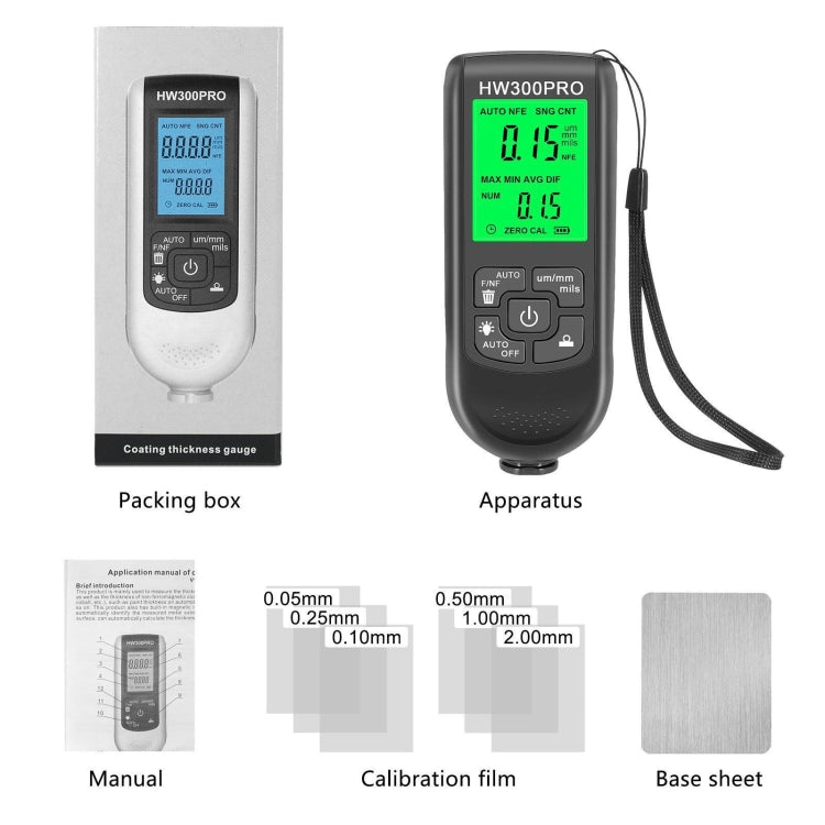 HW-300PRO High Precision Coating Paint Powder Layer Thickness Gauge Anti-slip Paint Film Gauge(White) - Coating Thickness Gauge by buy2fix | Online Shopping UK | buy2fix