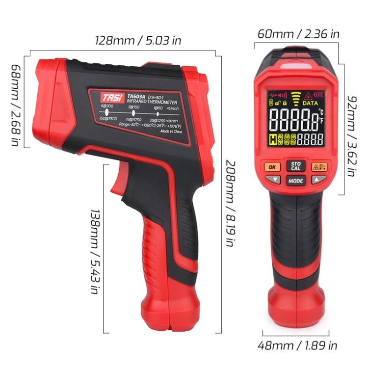 TASI TA603C -32-1680 degrees Celsius Color Screen Infrared Thermometer Industrial Electronic Thermometer - Thermostat & Thermometer by TASI | Online Shopping UK | buy2fix