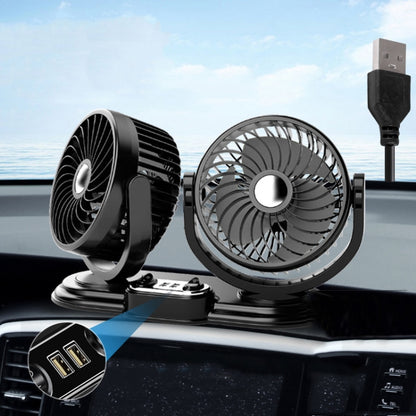 F621U Car Rotatable Turntable Silent Car Double Head Fan, Model: High Allocation USB - Heating & Fans by buy2fix | Online Shopping UK | buy2fix