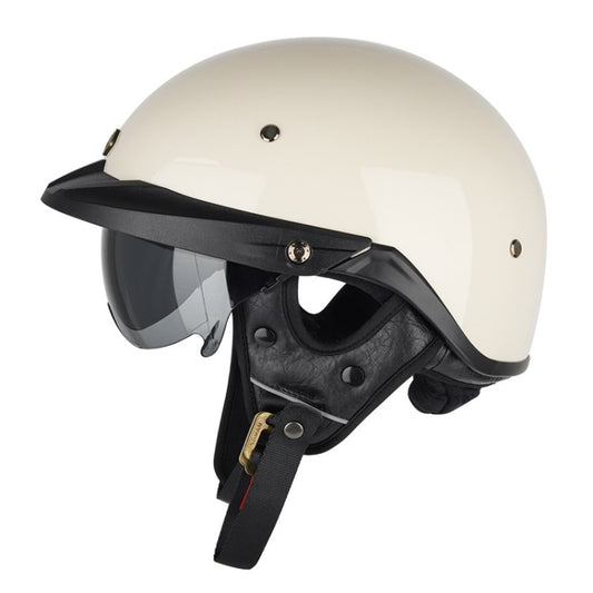 SOMAN Motorcycle Half Helmet Adjustable Helmet With Inner Mirror, Size: XL(White) - Helmets by SOMAN | Online Shopping UK | buy2fix