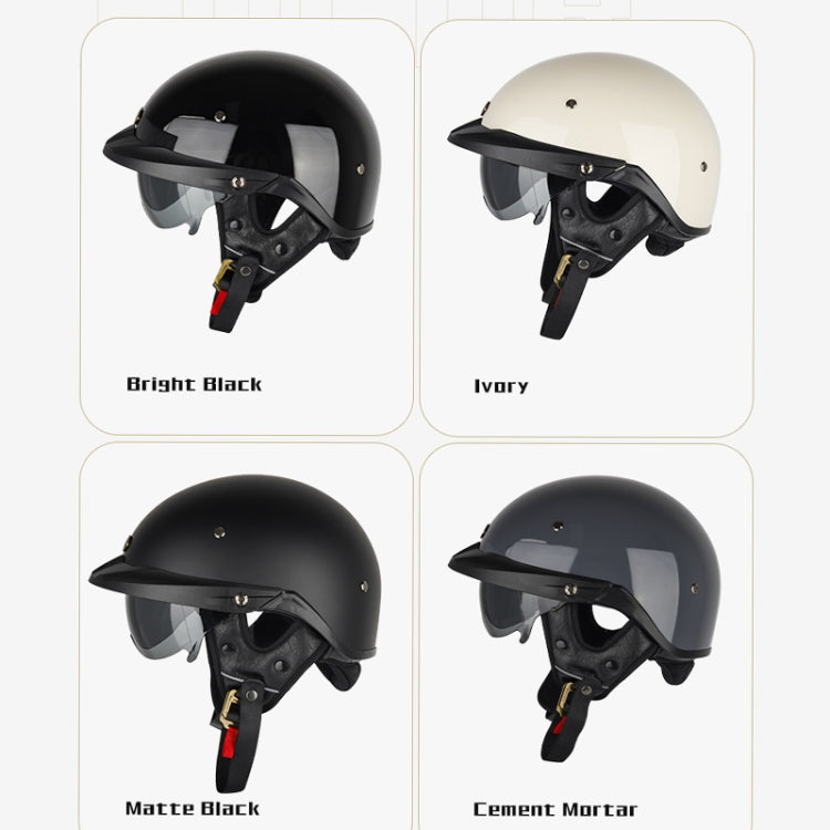 SOMAN Motorcycle Half Helmet Adjustable Helmet With Inner Mirror, Size: M(Matte Black with Transparent Mirror) - Helmets by SOMAN | Online Shopping UK | buy2fix