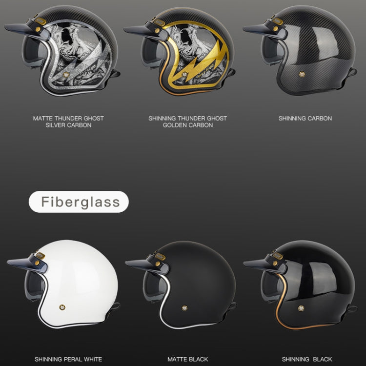 SOMAN Motorcycle Four Seasons Carbon Fiber Half Helmet, Color: Carbon Fiber Gold Lightning(XXL) - Helmets by SOMAN | Online Shopping UK | buy2fix