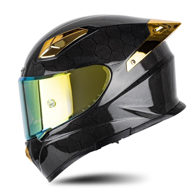 SOMAN Four Seasons Full Cover Motorcycle Helmet, Size: L(Snake Carbon Fiber Gold) - Helmets by SOMAN | Online Shopping UK | buy2fix