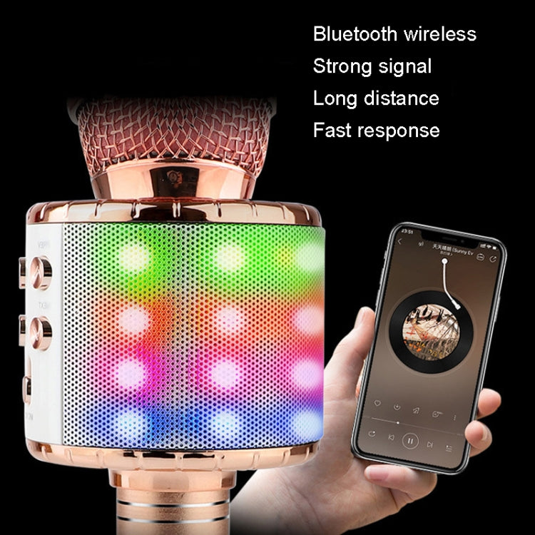 WS-858L LED Light Flashing Wireless Capacitance Microphone Comes With Audio Mobile Phone Bluetoon Live Microphone(Rose Gold) - Microphone by buy2fix | Online Shopping UK | buy2fix