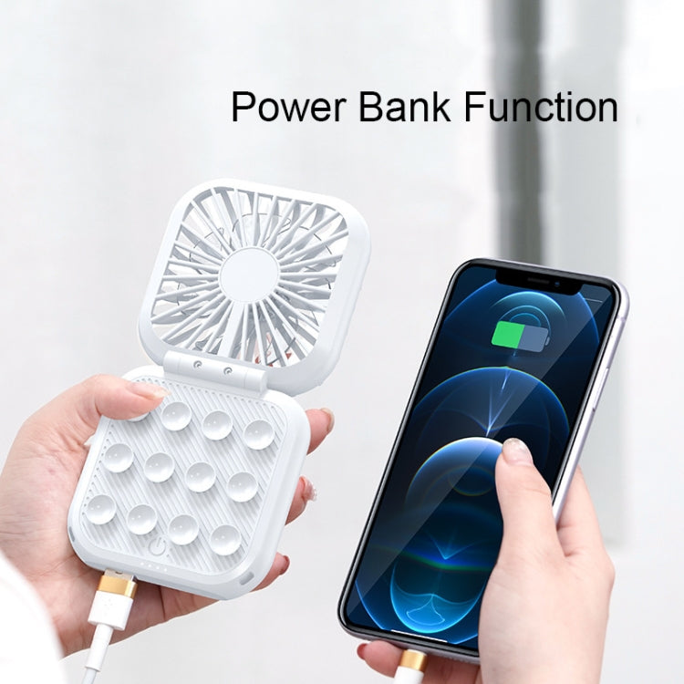 Mini Folding Neck Phone Holder Fan USB Charging Power Bank Fan(Black) - Electric Fans by buy2fix | Online Shopping UK | buy2fix