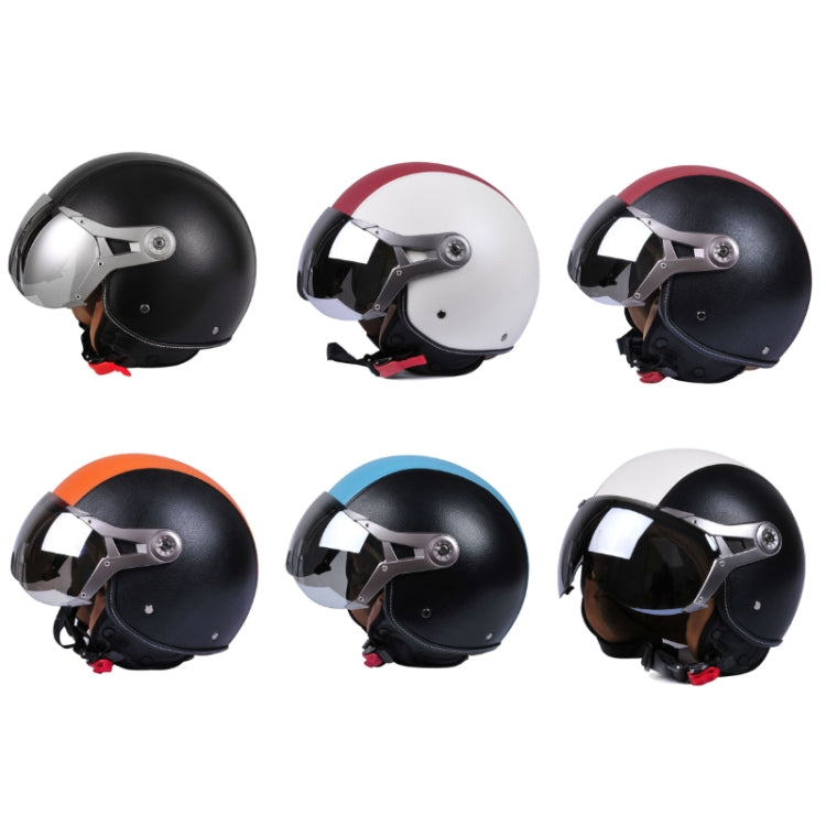 GXT Electric Vehicle Half Cover Four Seasons Retro Helmet, Size: M(Black White) - Helmets by GXT | Online Shopping UK | buy2fix