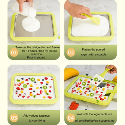 Mini Household Fried Yogurt Machine Children Homemade DIY Fried Ice Tray, Color: Stainless Steel White 22.5x17.5cm - Yogurt Machine by buy2fix | Online Shopping UK | buy2fix