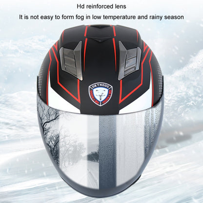 KUQIBAO Motorcycle Smart Bluetooth Sun Protection Double Lens Safety Helmet, Size: XL(White+Gray Tail) - Helmets by KUQIBAO | Online Shopping UK | buy2fix