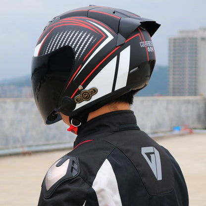 KUQIBAO Motorcycle Smart Bluetooth Sun Protection Double Lens Safety Helmet, Size: XL(Matte Black+Gray Tail) - Helmets by KUQIBAO | Online Shopping UK | buy2fix